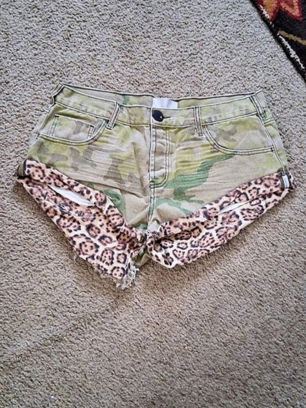 One Teaspoon Cadet Camouflage Animal Print Jean Shorts
